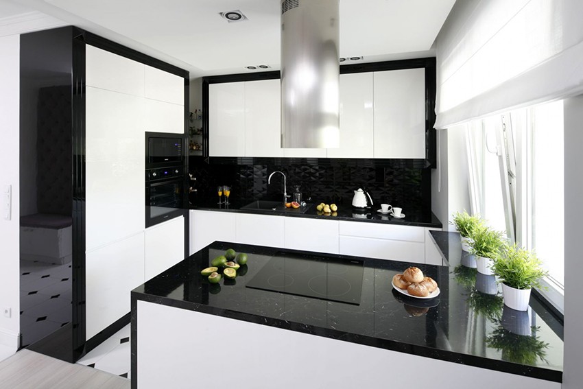 Черно-белая кухня фото